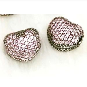 PAIR of authentic Pandora charm pink clips " pave open my heart " #791427PCZ